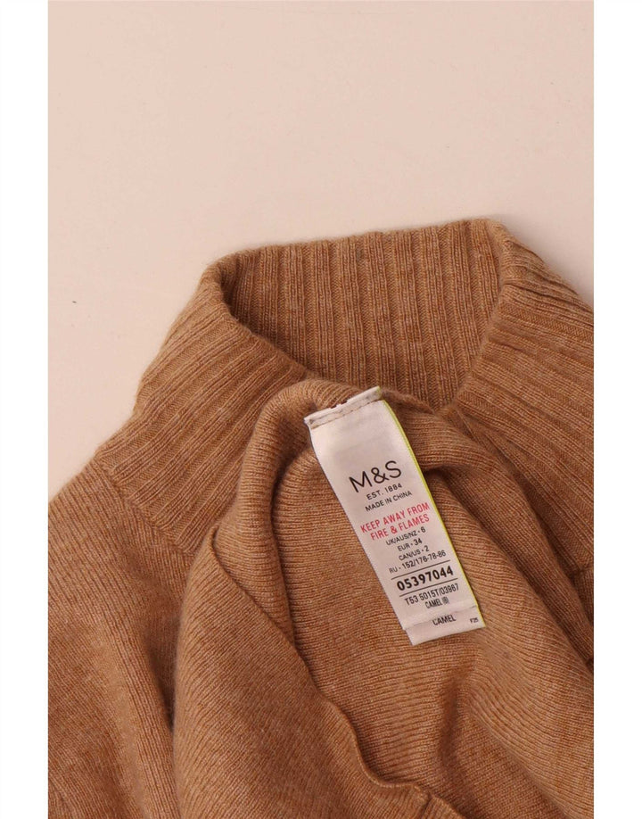 Marks & Spencer Damski sweter z golfem UK 6 XS Brązowy poliamid