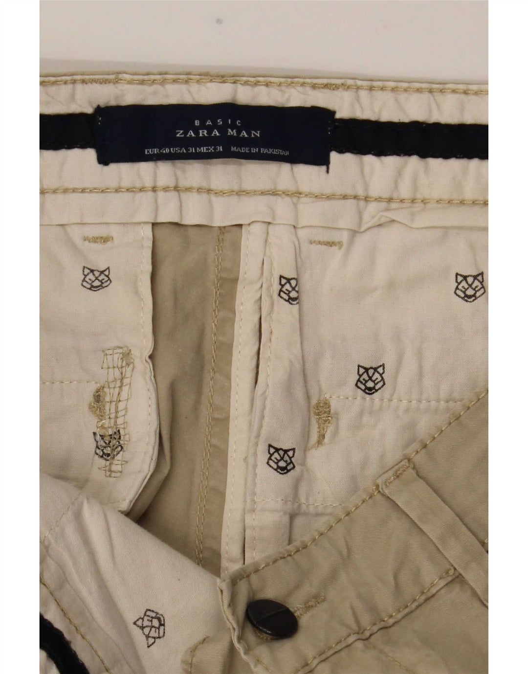 Męskie spodnie chino Zara EU 40 Medium W34 L32 Beżowe