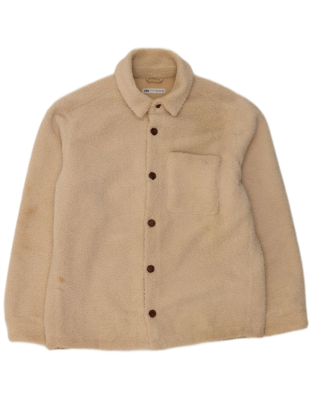 Męska kurtka polarowa Bomber Zara UK 42 XL Beżowy poliester