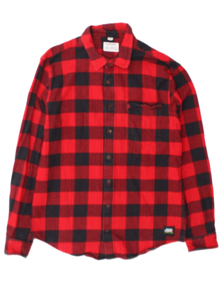 Vintage męska koszula flanelowa XL, bawełniana w czerwoną kratę