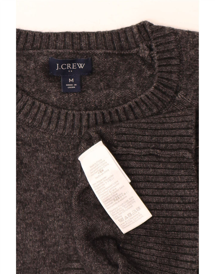 J. CREW Męski sweter z okrągłym dekoltem, średnioszary, nakrapiany poliamid