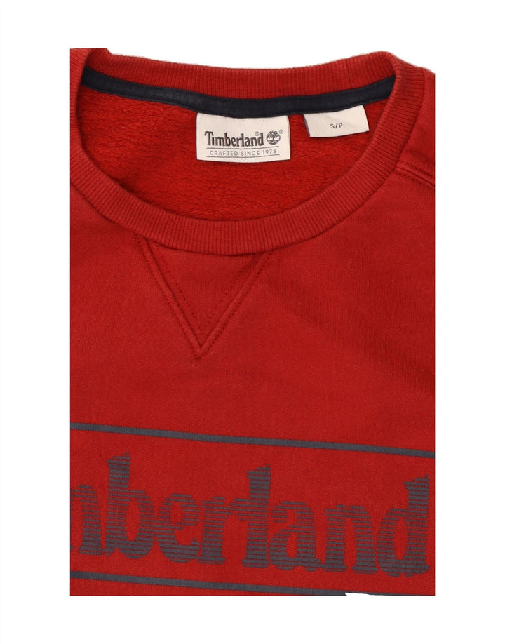 TIMBERLAND Mens Graphic Sweatshirt Jumper Small Red Cotton Vintage Timberland and Second-Hand Timberland from Messina Hembry 