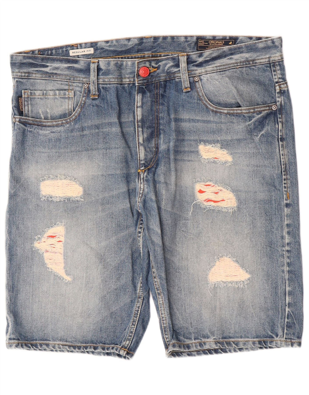 Męskie spodenki jeansowe Jack & Jones w trudnej sytuacji o regularnym kroju W38 XL, niebieskie