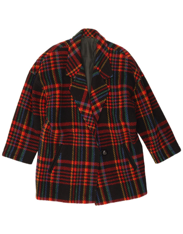 Vintage damska marynarka zapinana na 1 guzik IT 46, duża, wielokolorowa krata