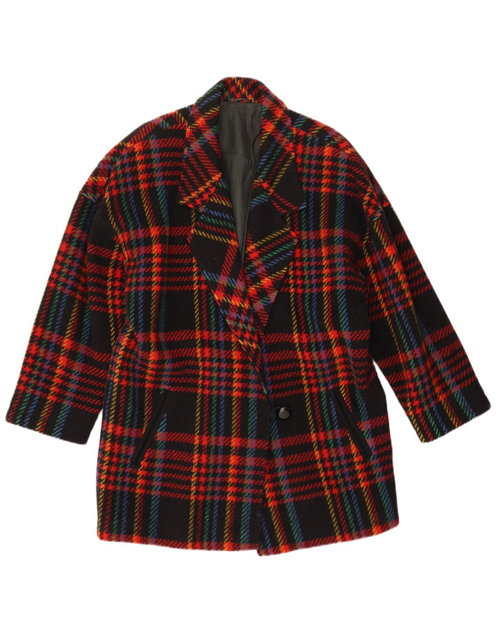 Vintage damska marynarka zapinana na 1 guzik IT 46, duża, wielokolorowa krata