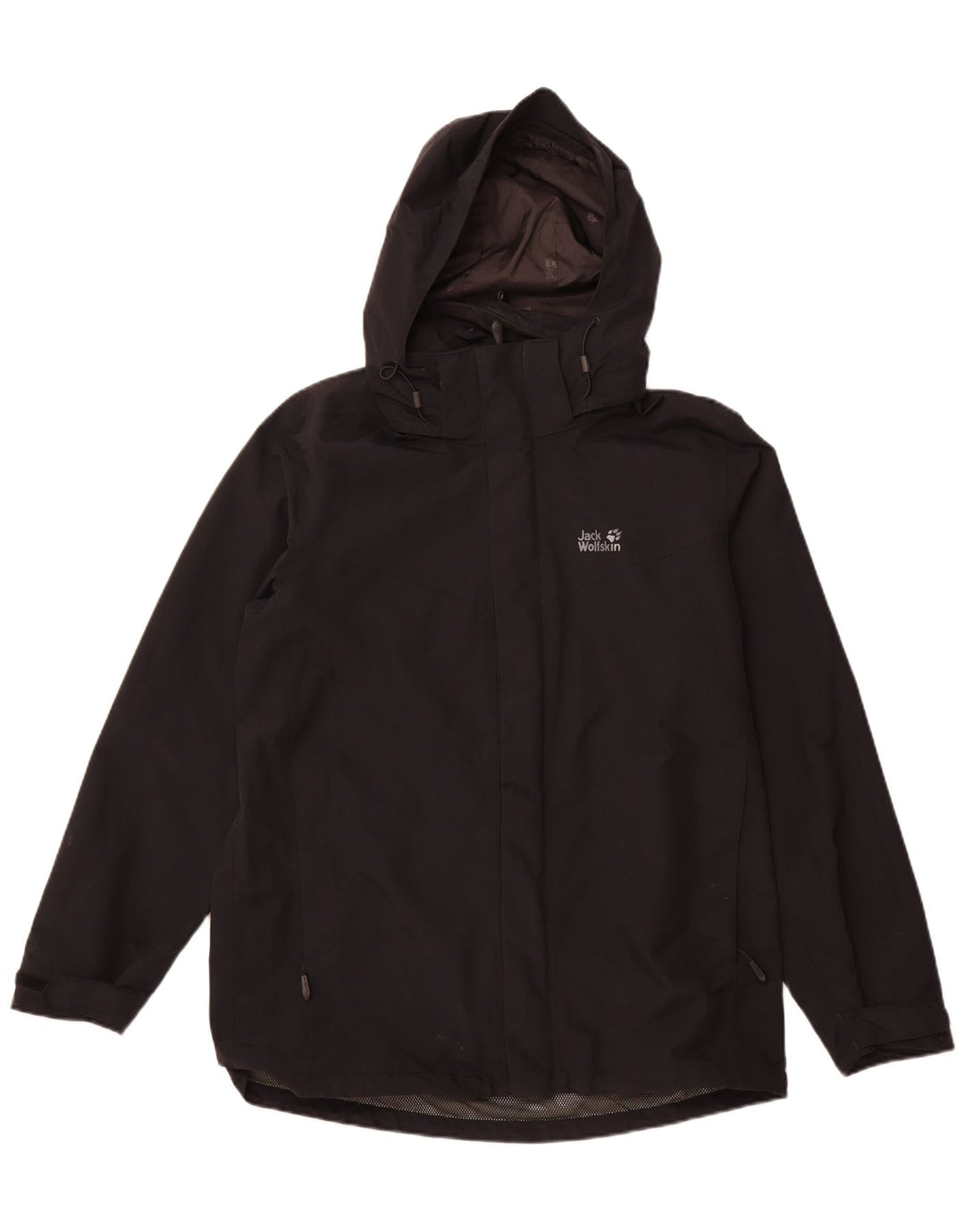 Męska kurtka przeciwdeszczowa z kapturem JACK WOLFSKIN UK 42, duża, czarna, poliamidowa