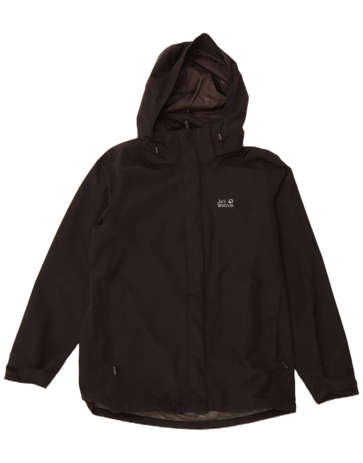 Męska kurtka przeciwdeszczowa z kapturem JACK WOLFSKIN UK 42, duża, czarna, poliamidowa