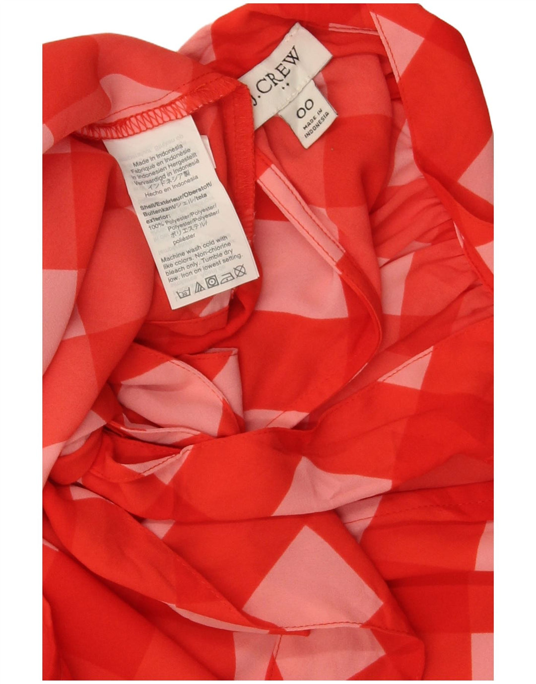 Damski top z muszką J. Crew US 00 2XS w czerwoną kratkę, poliester