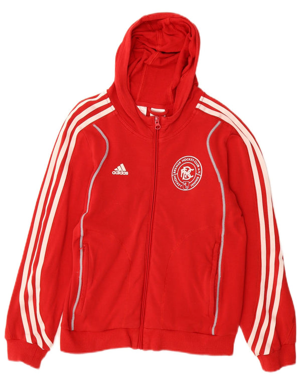 Chłopięcy sweter Adidas z grafiką i zamkiem błyskawicznym, 9-10 lat, czerwona bawełna