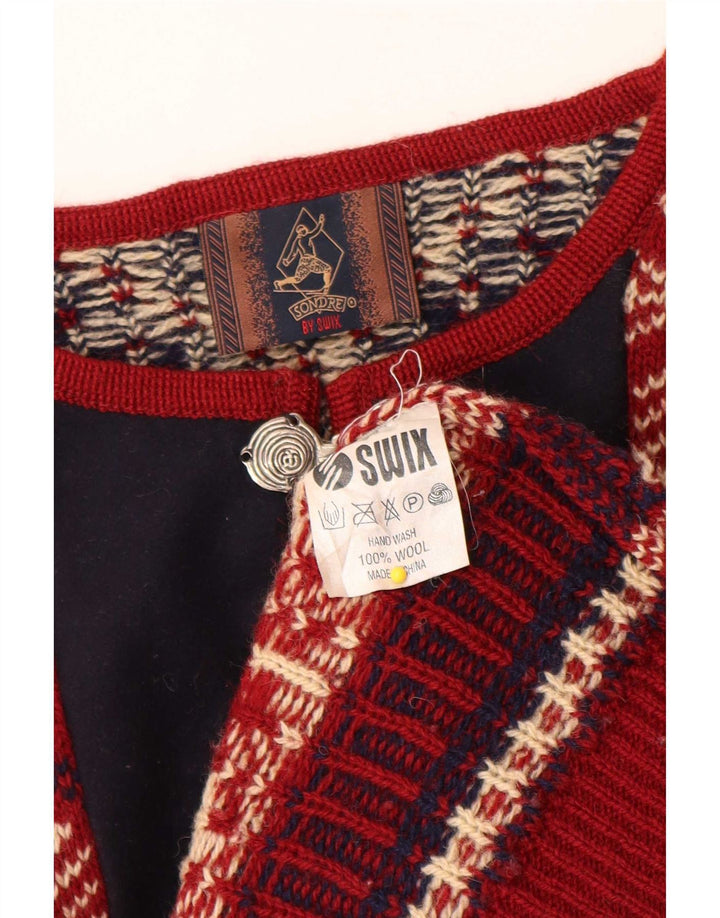 Sondre Męski sweter z okrągłym dekoltem, duży, czerwony, wełniany Fair Isle