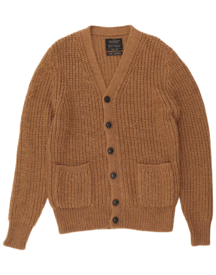 Męski sweter rozpinany All Saints, średni brąz, akryl