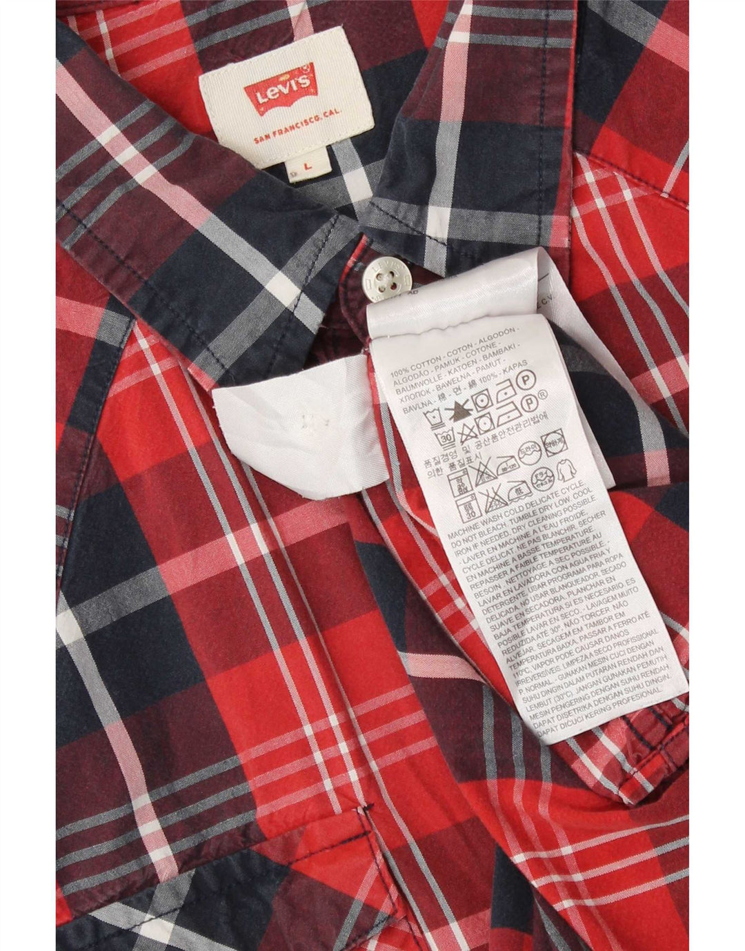 Męska koszula z krótkim rękawem Levi's, duża, bawełniana w czerwoną kratę