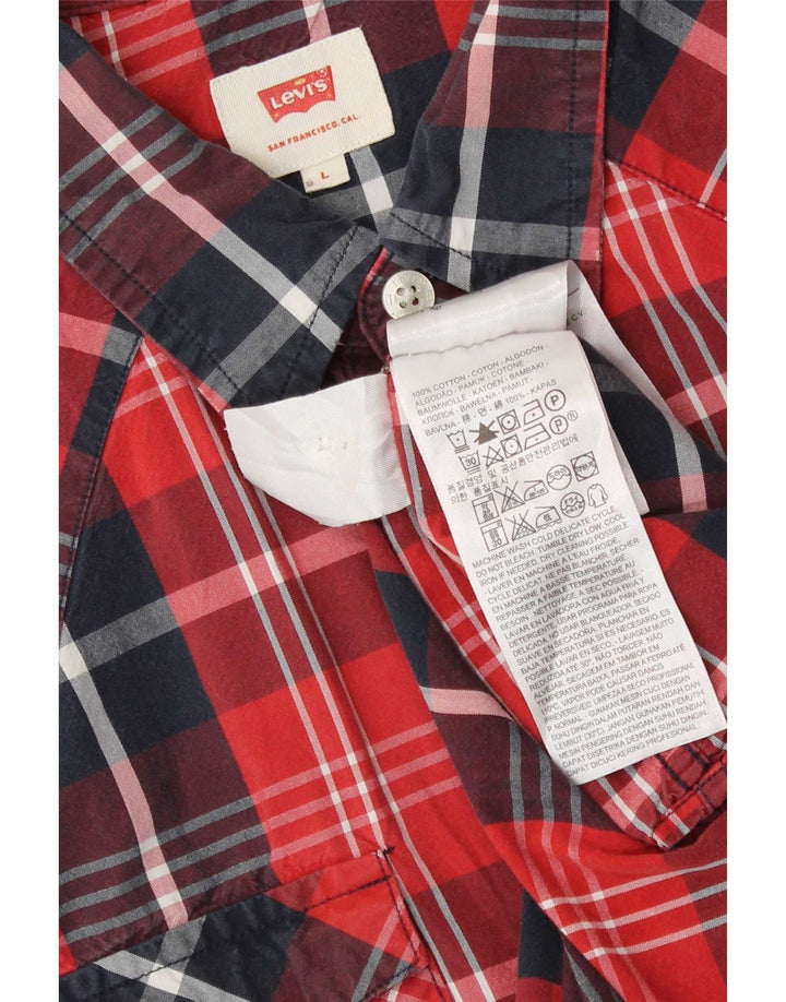 Męska koszula z krótkim rękawem Levi's, duża, bawełniana w czerwoną kratę