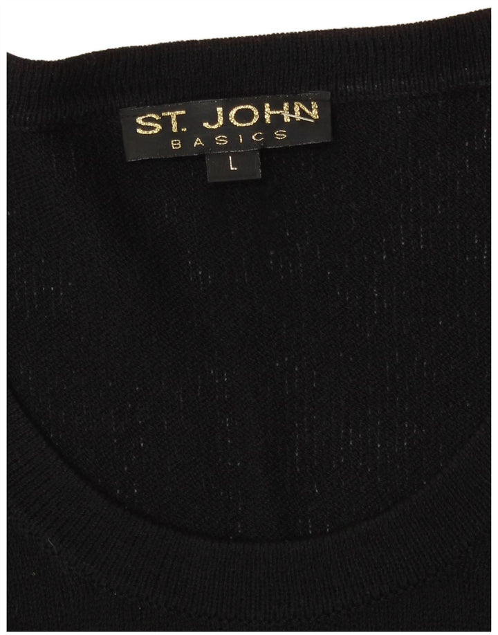 Damski sweter ST.John z krótkim rękawem i dekoltem w łódkę UK 16, duży czarny