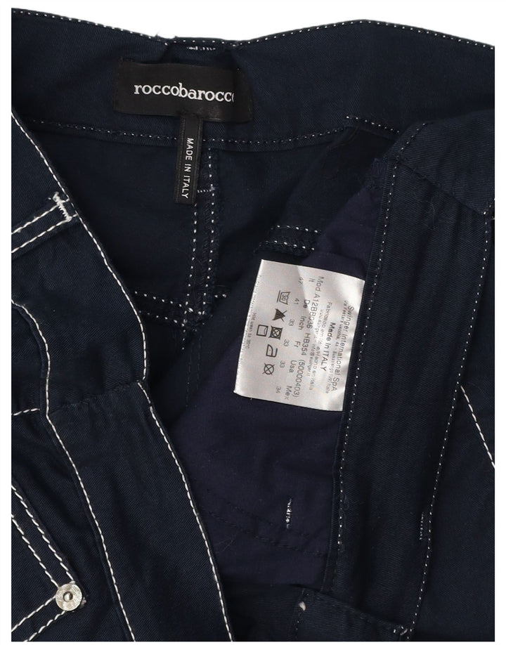 ROCCOBAROCCO Womens Straight Casual Trousers IT 47 Large W33 L27 Navy Blue Vintage Roccobarocco and Second-Hand Roccobarocco from Messina Hembry 