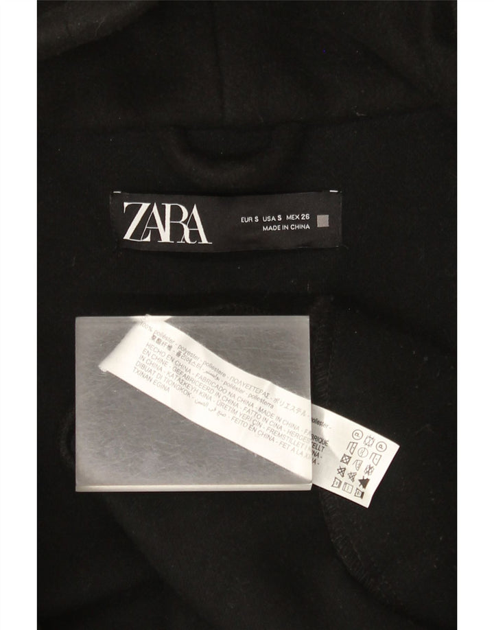 Damski płaszcz oversize z kapturem Zara UK 10, mały, czarny poliester