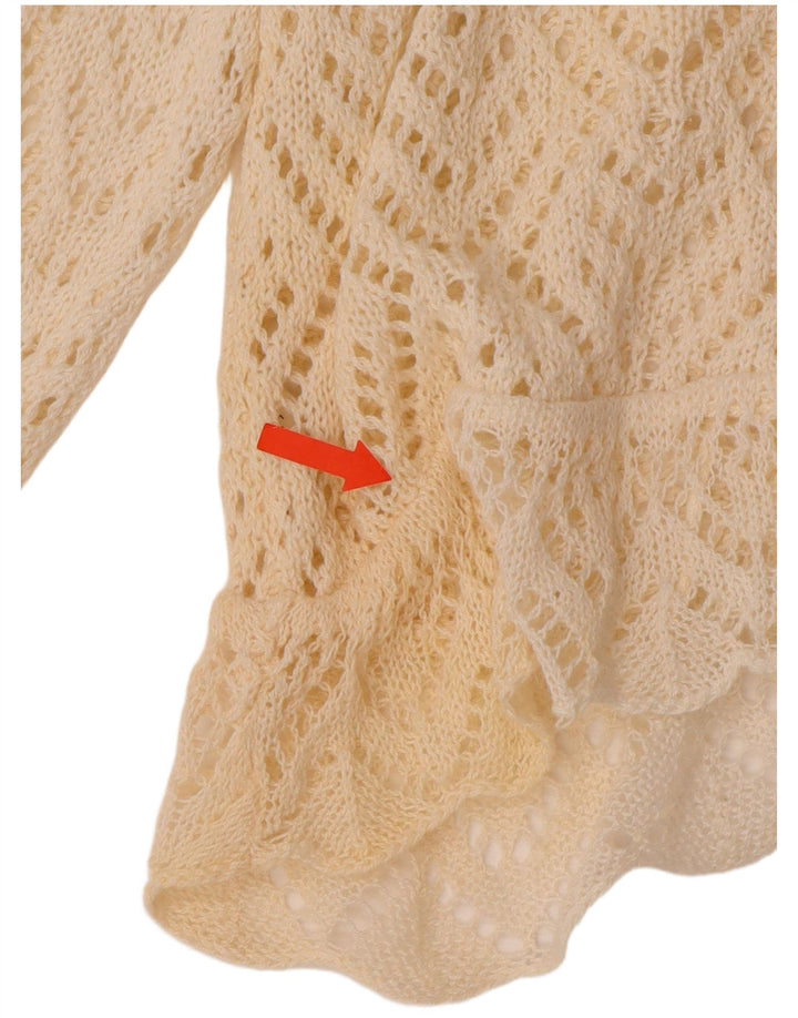 Damski sweter VINTAGE z krótkim rękawem i 3/4 szydełkowym kardiganem UK 18 XL w kolorze złamanej bieli