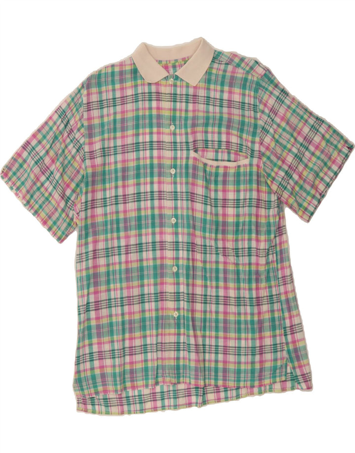 VINTAGE Mens Short Sleeve Shirt Large Green Check Vintage Vintage and Second-Hand Vintage from Messina Hembry 