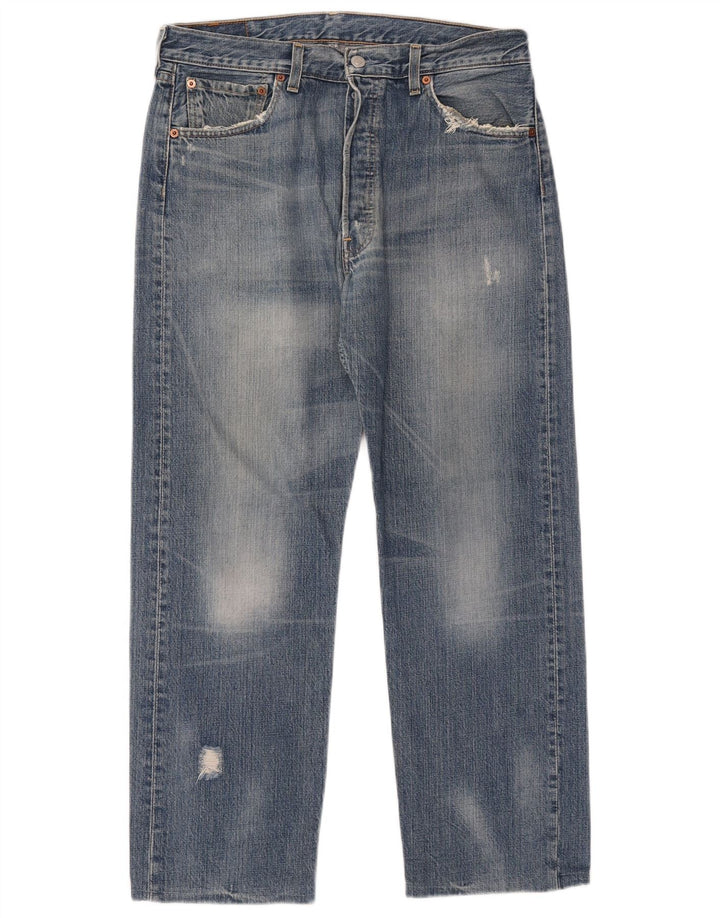 Męskie jeansy Levi's 501 w trudnej sytuacji W34 L27 Niebieska bawełna