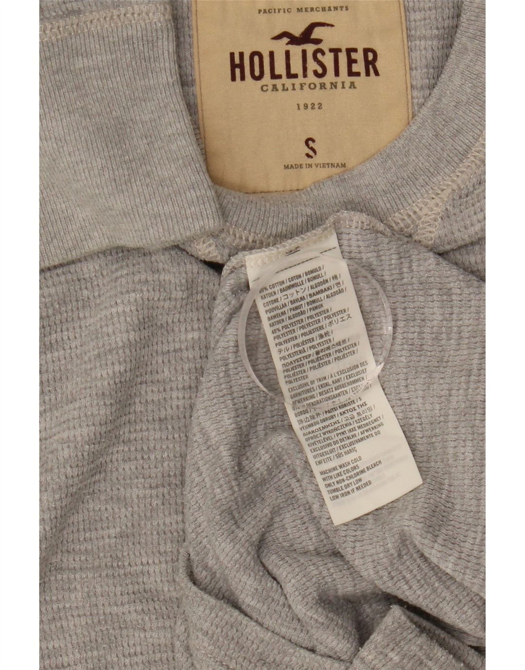 Męski top z długim rękawem Hollister, mały, szary, bawełniany
