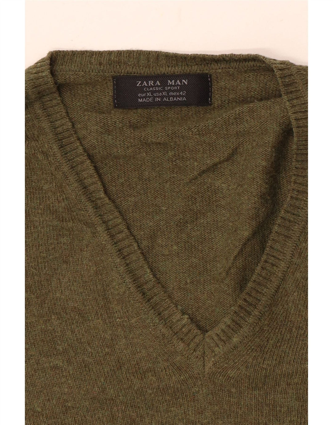 Męski sweter Zara z dekoltem w kształcie litery V, XL, khaki