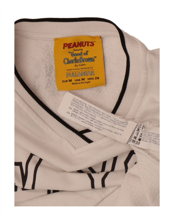 Męski sweter Pull & Bear z grafiką Peanuts, kolor średniobiały