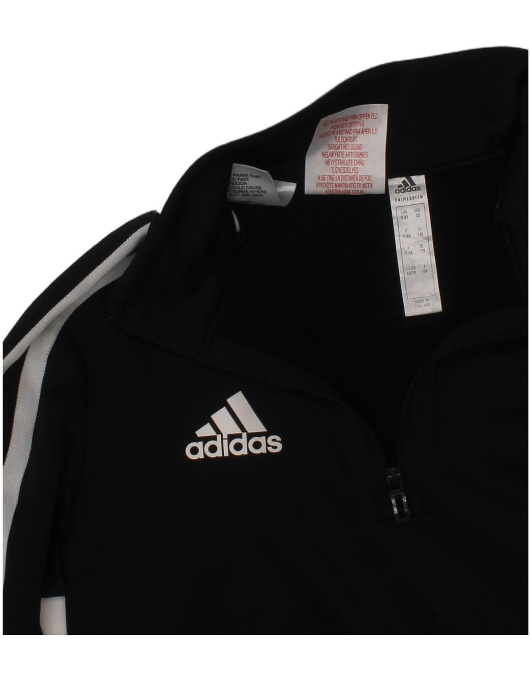 ADIDAS Boys Aeroready Zip Neck Pullover Tracksuit Top 7-8 Years Black