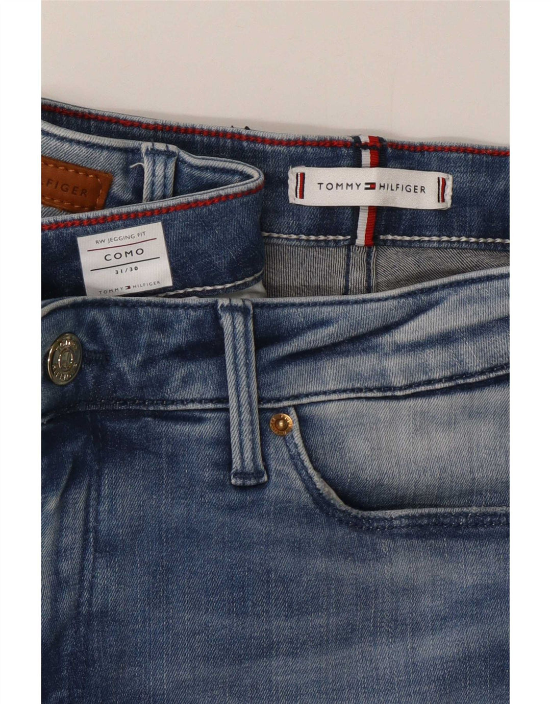 Damskie dżinsy Tommy Hilfiger Como RW Distressed Jegging W31 L30 Niebieskie