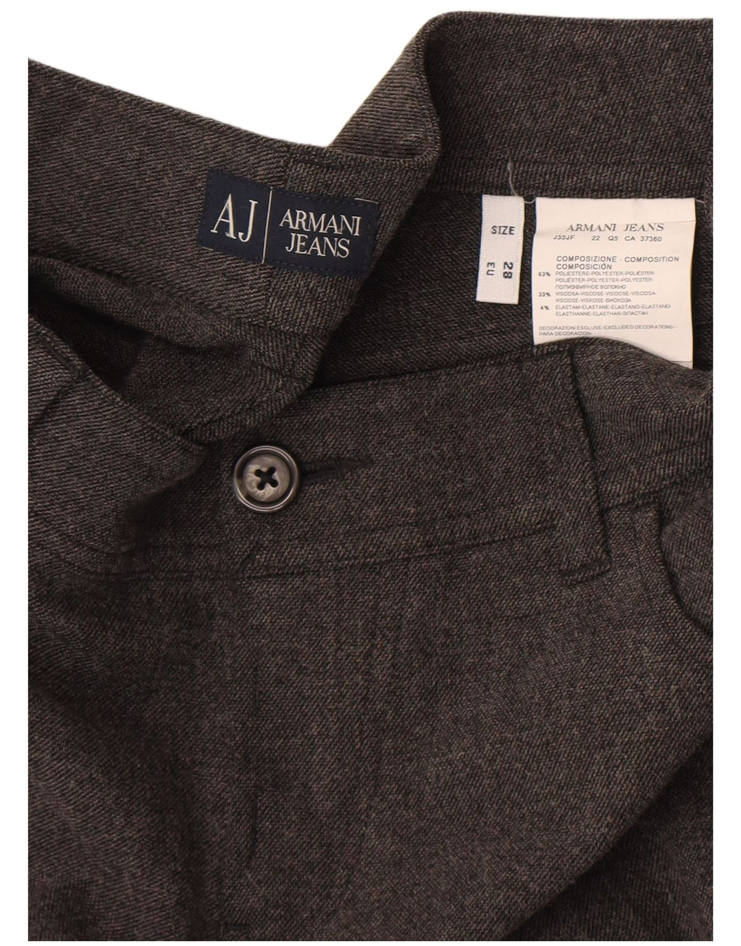 Męskie spodnie casual Armani Slim Fit W28 L29 Szary poliester