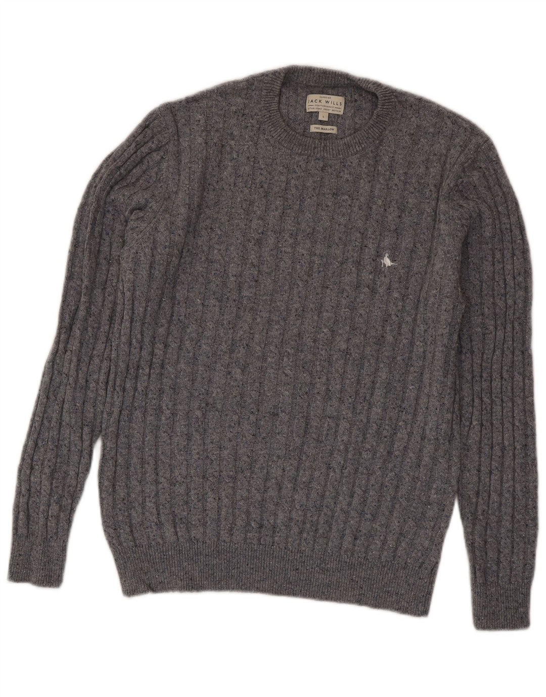 Męski sweter z okrągłym dekoltem Jack Wills, duży, szary, wełniany