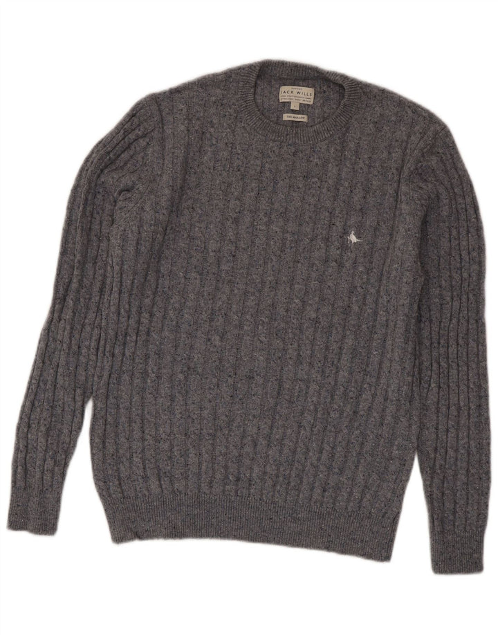 Męski sweter z okrągłym dekoltem Jack Wills, duży, szary, wełniany