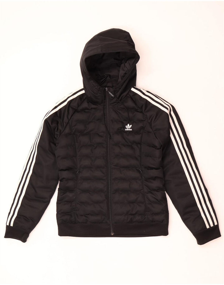 Damska kurtka z kapturem i wyściełaną Adidas UK 12, średni czarny poliester