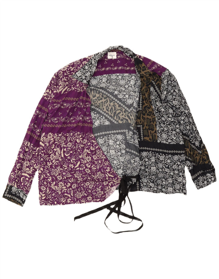 Damska kopertowa bluzka koszulowa REPLAY UK 18 XL Wielobarwna kwiatowa wiskoza