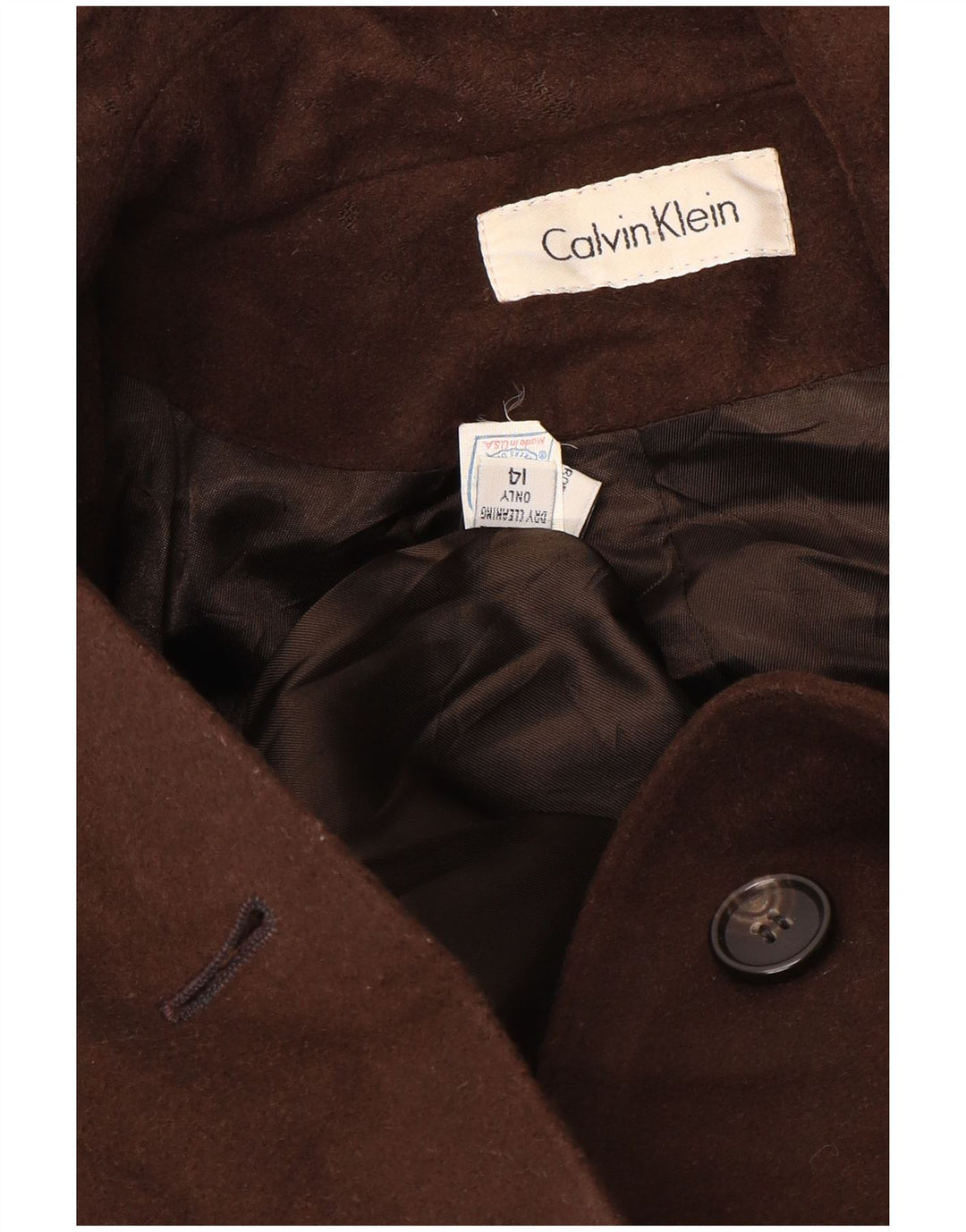 Damski płaszcz oversize Calvin Klein US 14 XL, brązowa wełna