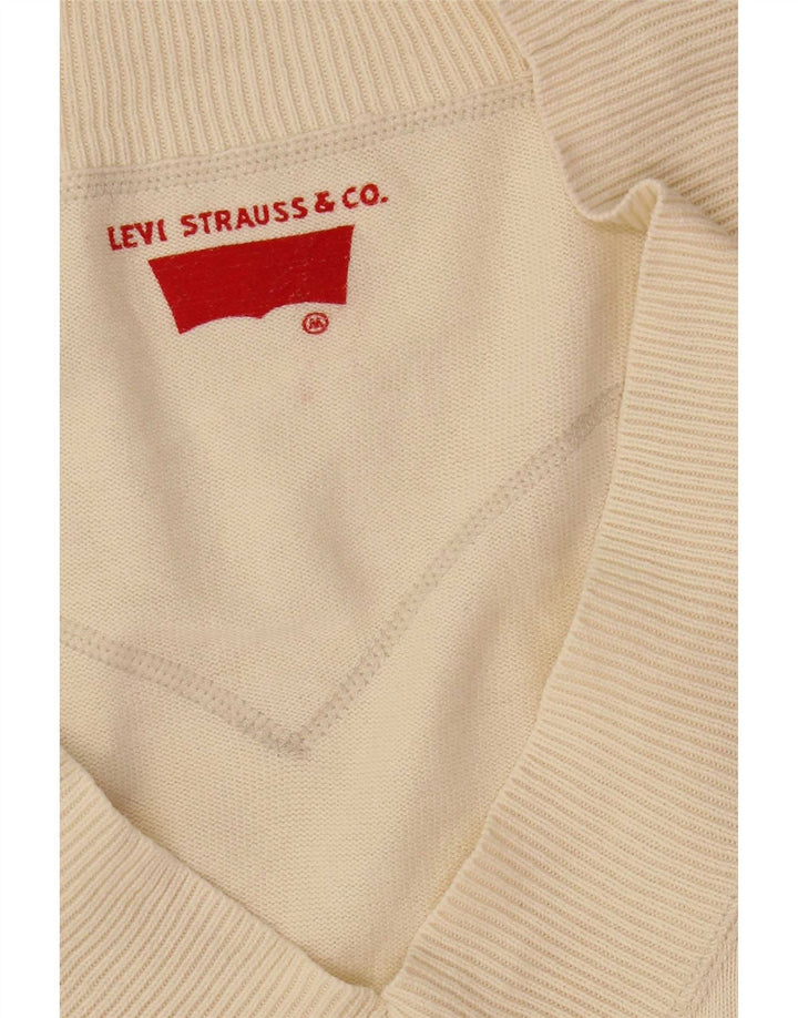 Damski sweter Levi's z dekoltem w kształcie litery V, UK 12, średni, w kolorze złamanej bieli