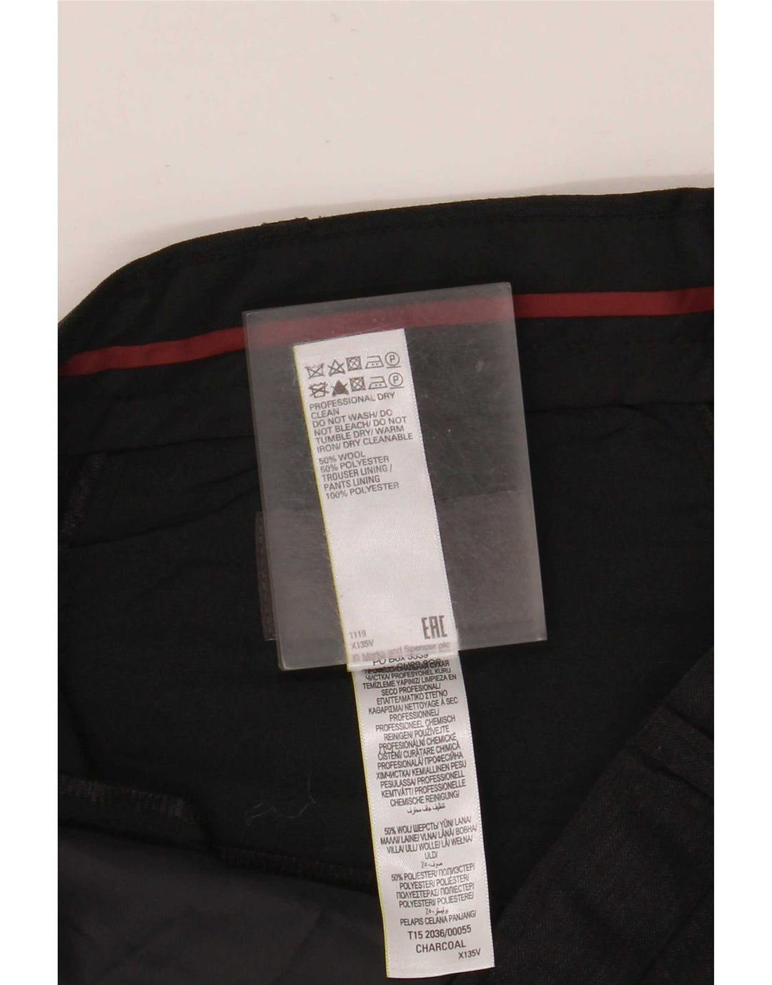 Męskie spodnie garniturowe Marks & Spencer o regularnym kroju W36 L31 Szara wełna