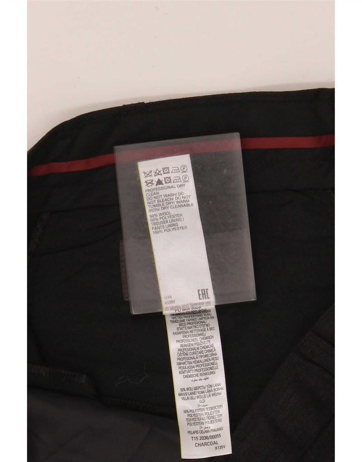 Męskie spodnie garniturowe Marks & Spencer o regularnym kroju W36 L31 Szara wełna