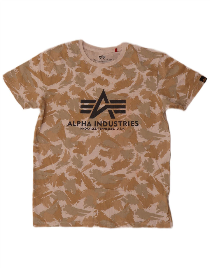 Męska koszulka z grafiką Alpha Industries, mała, wielobarwna bawełna