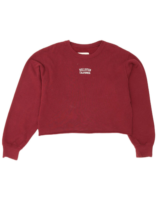 Damska bluza oversize Hollister Crop UK 6 XS, bordowa bawełna