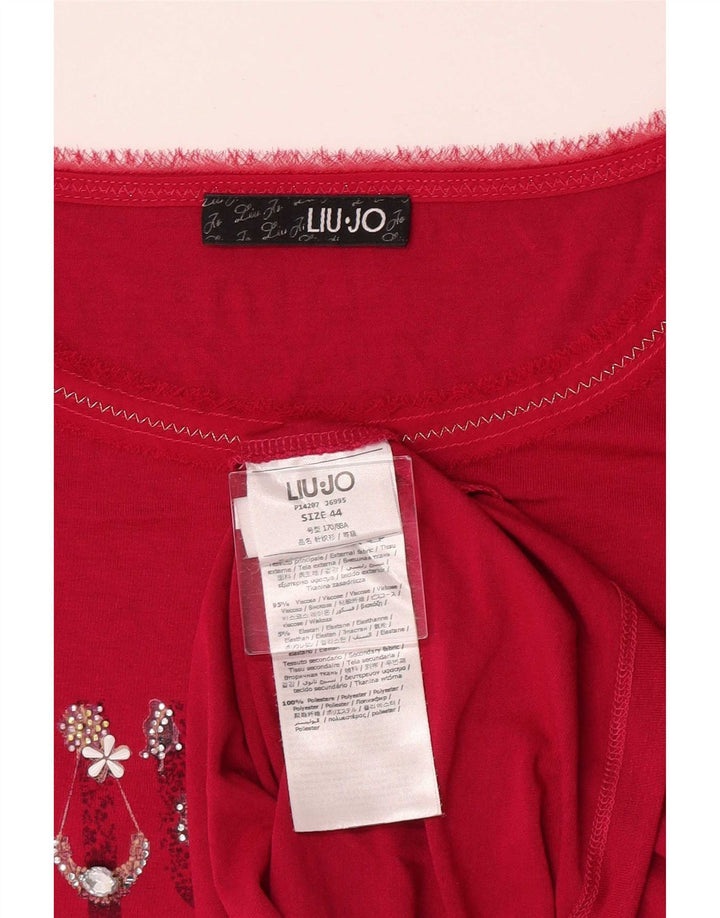 Damski top Liu Jo Regular Graphic z długim rękawem IT 44 Średnioróżowy wiskoza