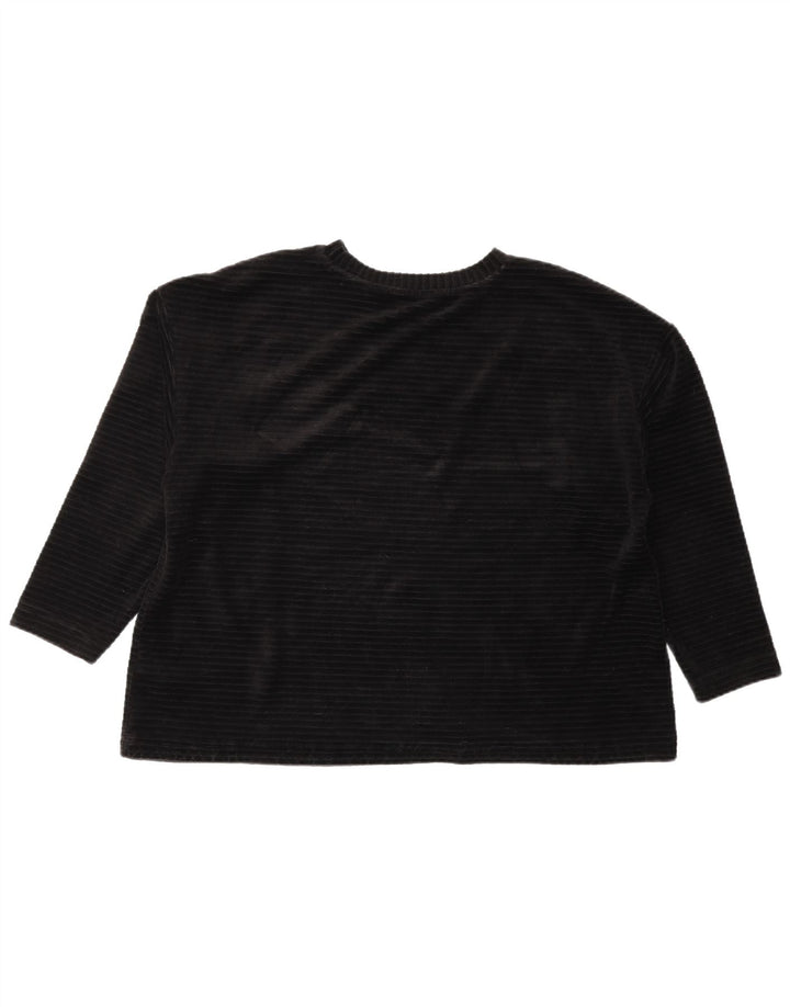 Marks & Spencer Damski sweter welurowy, UK 14, duży, czarny, bawełniany
