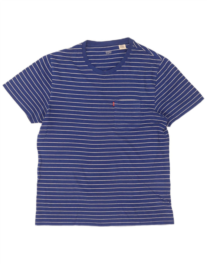 T-shirt męski Levi's, mały, bawełniany w granatowe prążki