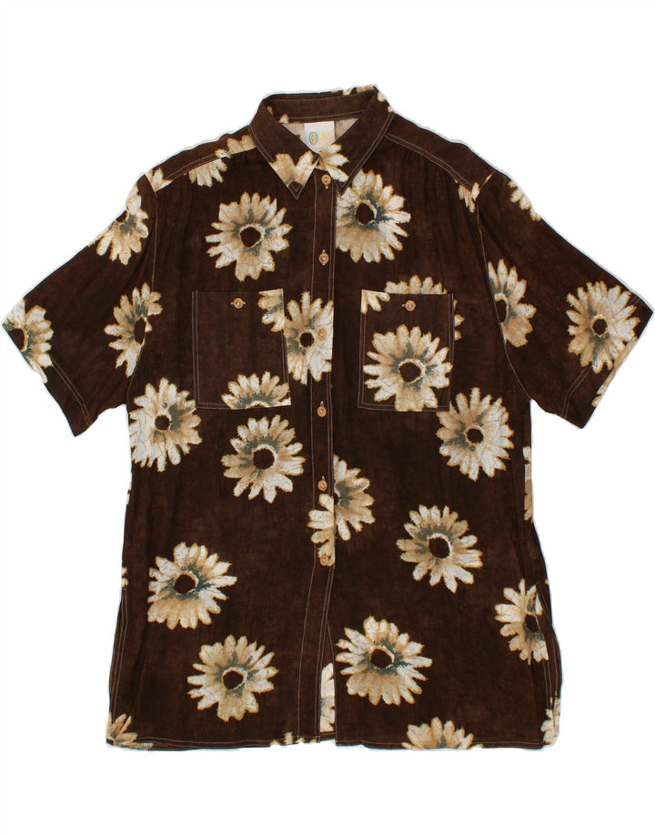 YOUR SIXTH SENSE Womens Short Sleeve Shirt IT 44 Medium Brown Floral Vintage Your Sixth Sense and Second-Hand Your Sixth Sense from Messina Hembry 