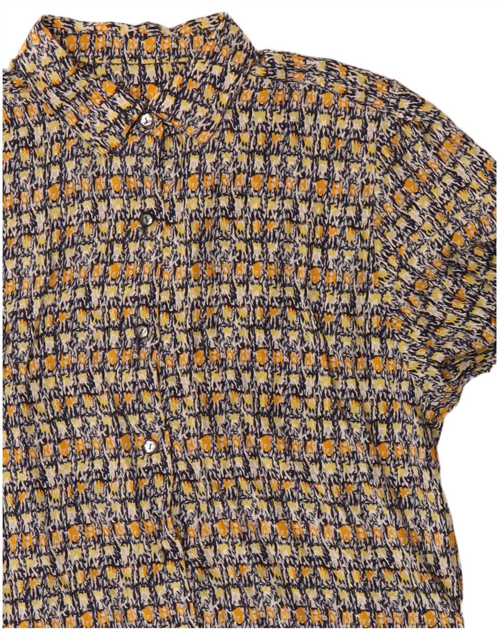 Koszula damska w stylu vintage w abstrakcyjny wzór UK 14, duża, wielobarwna