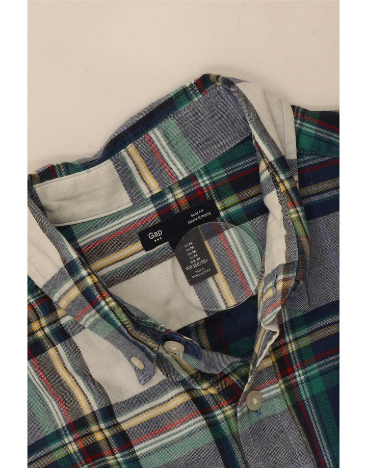 Koszula męska Gap Slim Fit, bawełniana, w średnią granatową kratę