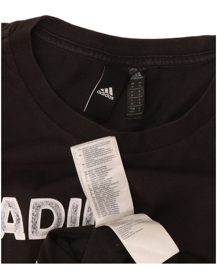 Męska koszulka z grafiką Adidas, średnia, czarna bawełna