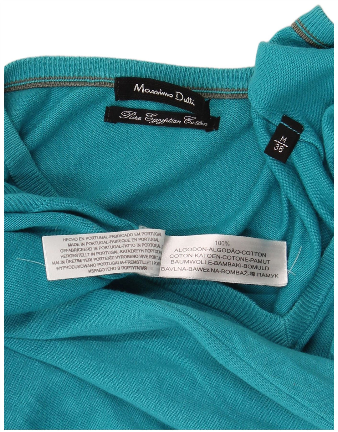 Sweter damski Massimo Dutti z dekoltem w kształcie litery V, UK 14, średni niebieski, bawełniany