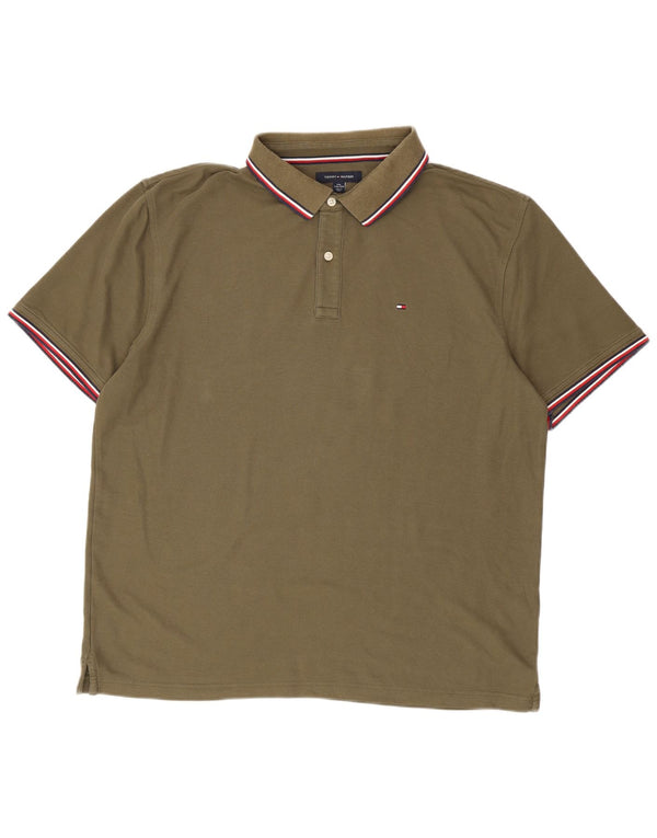Męska koszulka polo o regularnym kroju Tommy Hilfiger, bawełna khaki, 2XL