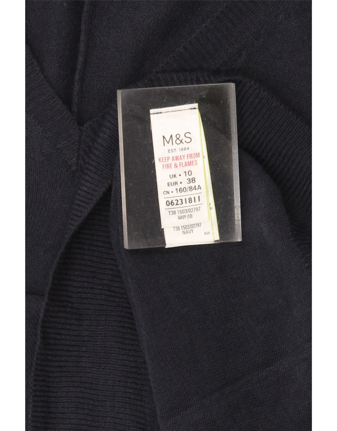 MARKS & SPENCER Damski sweter z dekoltem w kształcie litery V, UK 10, mały, granatowy