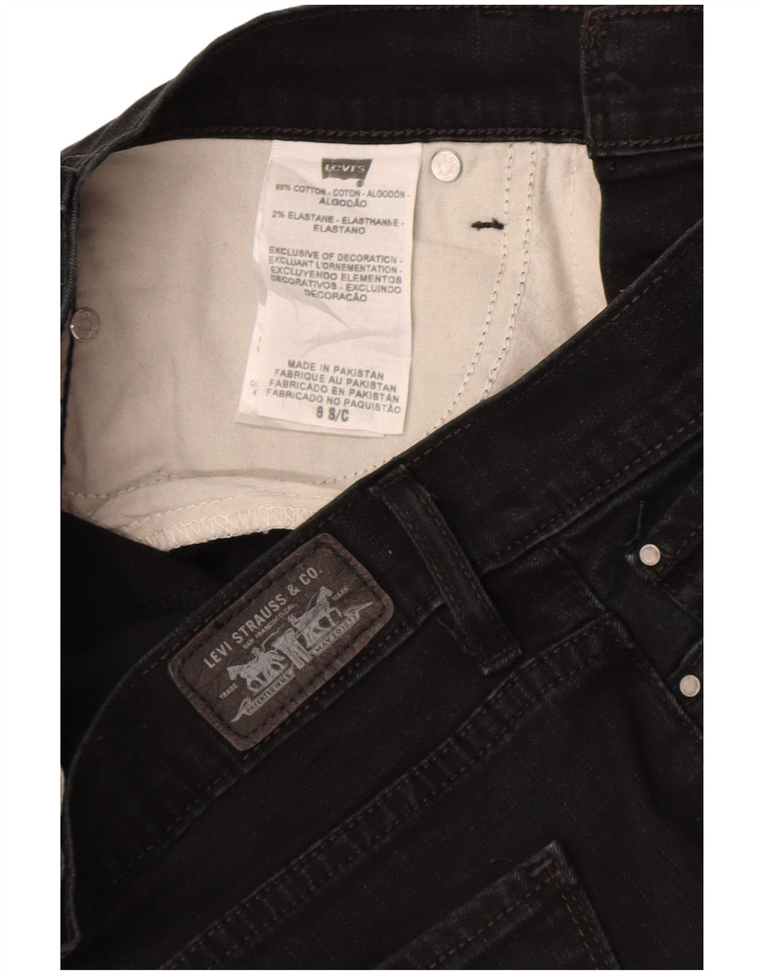 Levi's Damskie 512 Wyszczuplające dżinsy Bootcut US 8 Medium W27 L28 Czarna bawełna